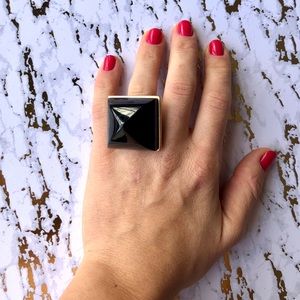 Kara Ross Large Onyx Pyramid Cocktail Ring